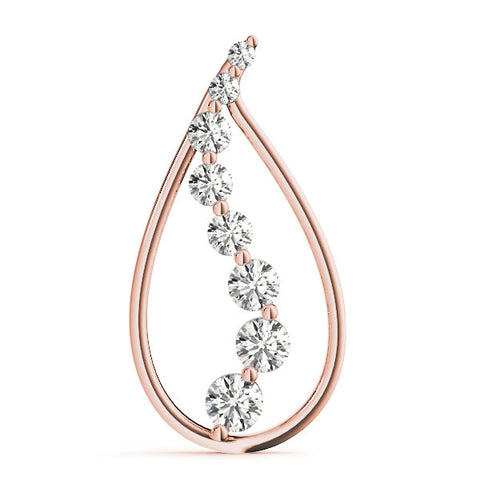 Rose gold Teardrop Diamond Prong-Set Round Pendant