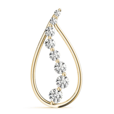 Yellow gold Teardrop Diamond Prong-Set Round Pendant