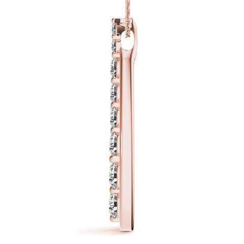 Rose gold Teardrop Diamond Prong-Set Round Pendant