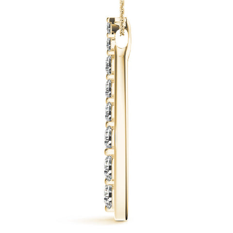 Yellow gold Teardrop Diamond Prong-Set Round Pendant