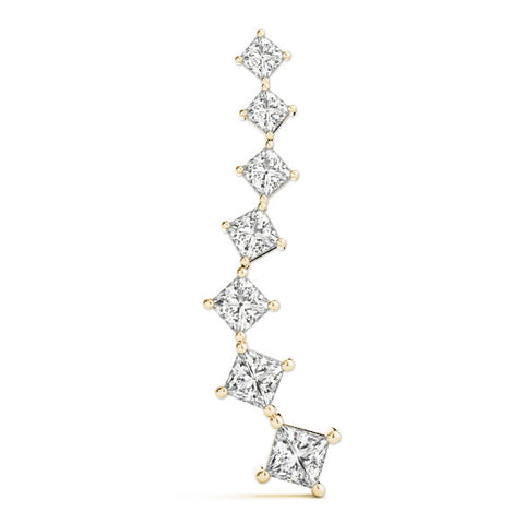 Yellow gold Princess Cut Diamond Graduated Prong Pendant