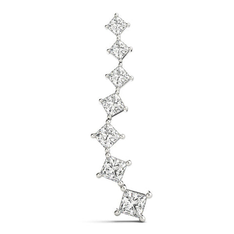 White gold Princess Cut Diamond Graduated Prong Pendant