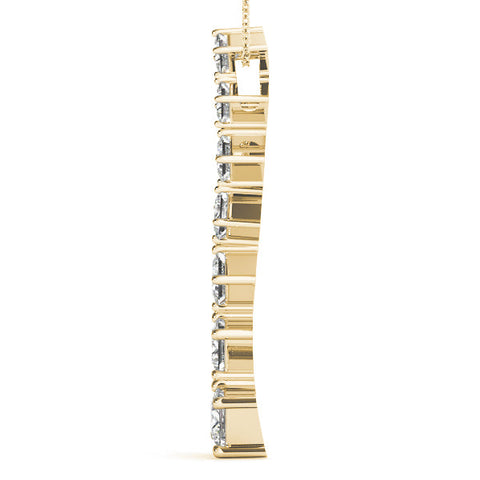 Yellow gold Princess Cut Diamond Graduated Prong Pendant