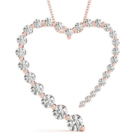 Rose gold Round Diamond Heart Pendant with Prong Setting