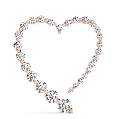 Rose gold Round Diamond Heart Pendant with Prong Setting