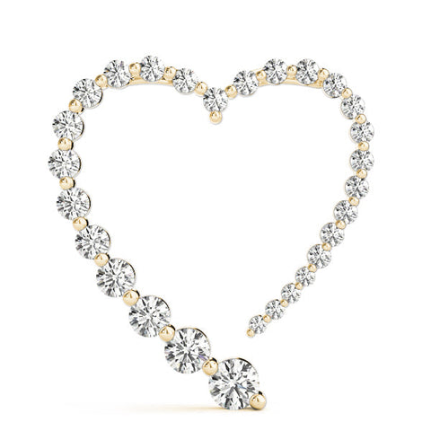 Yellow gold Round Diamond Heart Pendant with Prong Setting