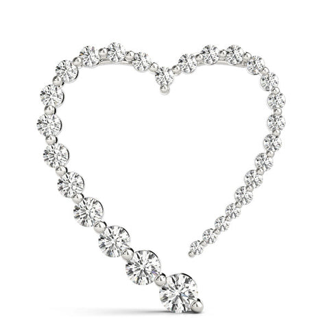 White gold Round Diamond Heart Pendant with Prong Setting