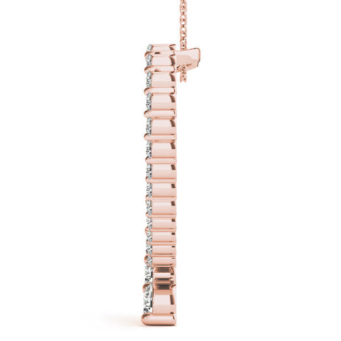 Rose gold Round Diamond Heart Pendant with Prong Setting