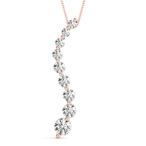 Rose gold Round Diamond Graduated Prong Set Pendant