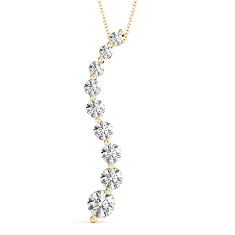 Yellow gold Round Diamond Graduated Prong Set Pendant