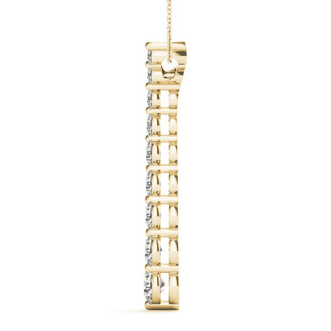 Yellow gold Round Diamond Graduated Prong Set Pendant