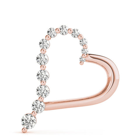 Rose gold Round Diamond Prong-Set Heart Pendant