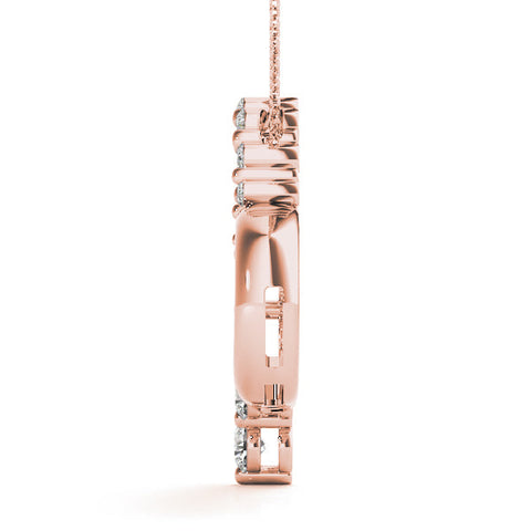 Rose gold Round Diamond Prong-Set Heart Pendant