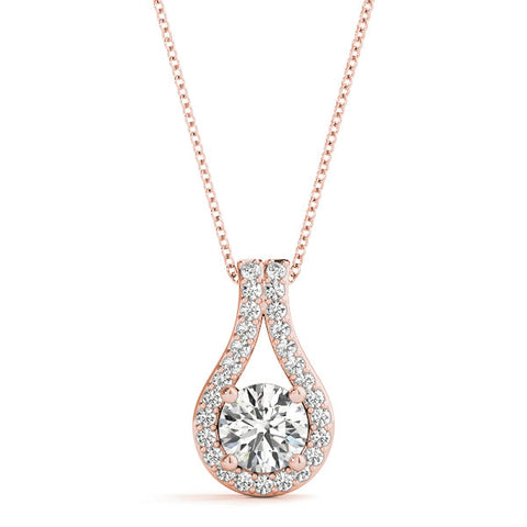 Rose gold Round Halo Prong-Set Pendant