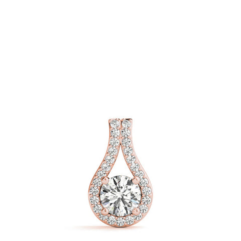 Rose gold Round Halo Prong-Set Pendant