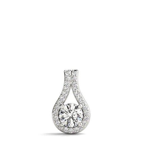 Silver Round Halo Prong-Set Pendant