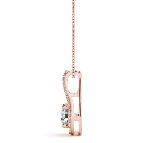 Rose gold Round Halo Prong-Set Pendant
