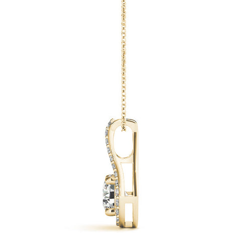 Yellow gold Round Halo Prong-Set Pendant
