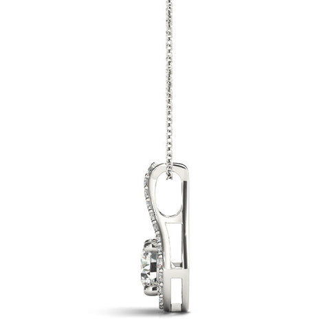 White gold Round Halo Prong-Set Pendant