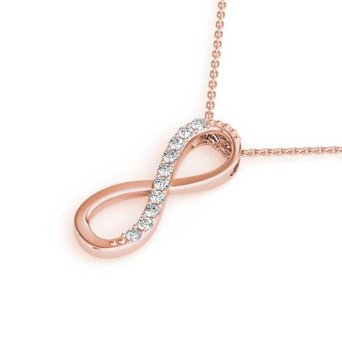 Rose gold Infinity Pendant with Round Brilliant Diamonds in Pavé Setting
