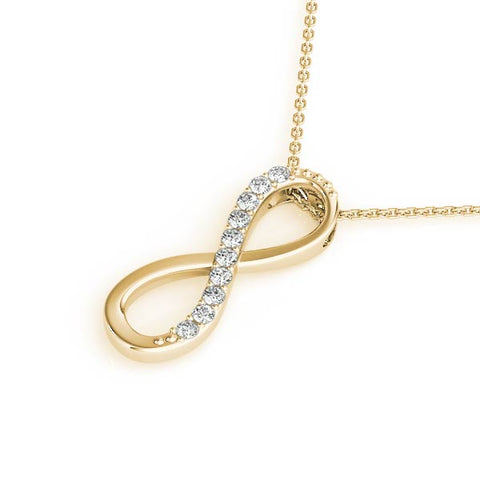 Yellow gold Infinity Pendant with Round Brilliant Diamonds in Pavé Setting