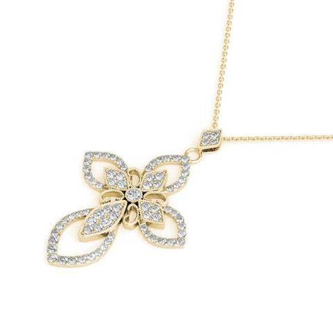 Yellow gold Pavé Marquise Diamond Cross Pendant