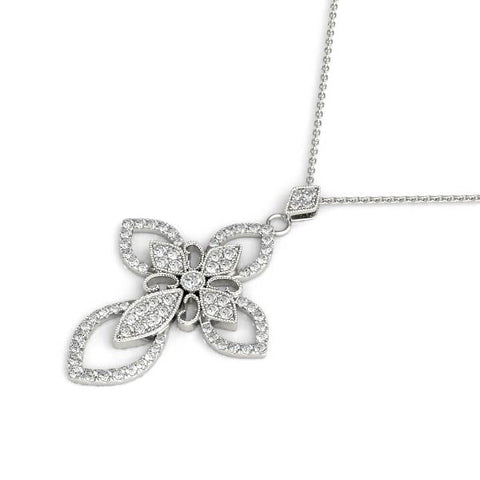 White gold Pavé Marquise Diamond Cross Pendant