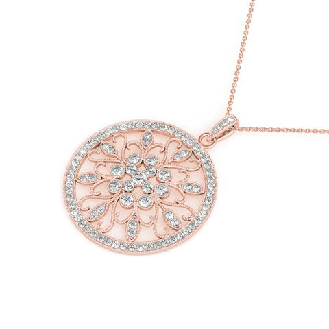 Rose gold Round Pavé Diamond Filigree Pendant