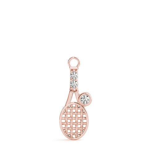 Rose gold Round Diamond Tennis Racket Pendant with Pavé Setting