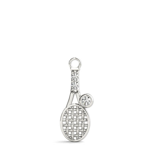 White gold Round Diamond Tennis Racket Pendant with Pavé Setting