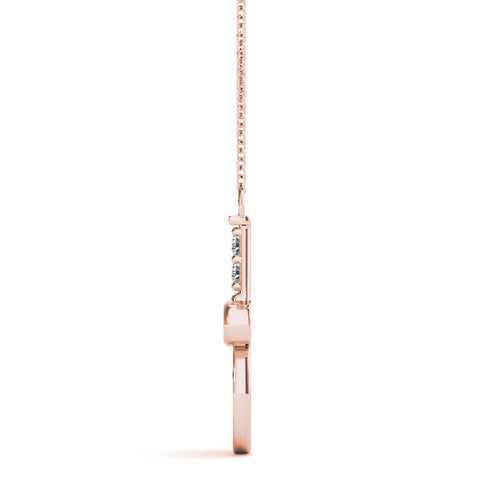 Rose gold Round Diamond Tennis Racket Pendant with Pavé Setting