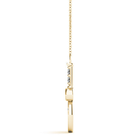 Yellow gold Round Diamond Tennis Racket Pendant with Pavé Setting