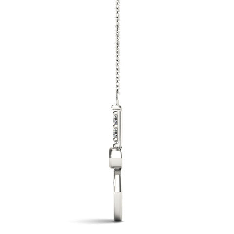 White gold Round Diamond Tennis Racket Pendant with Pavé Setting