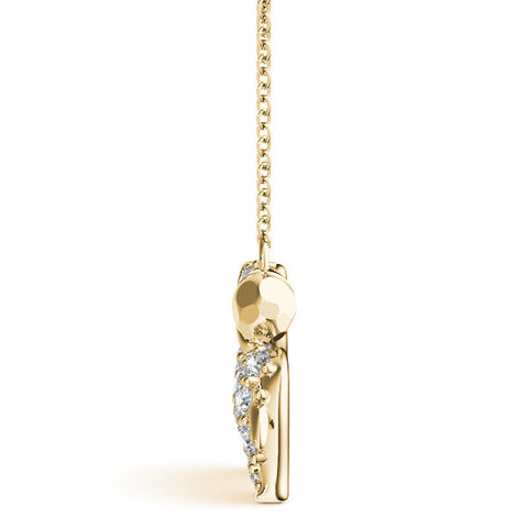 Yellow gold Pavé Round Diamond Prong-Set Dachshund Pendant