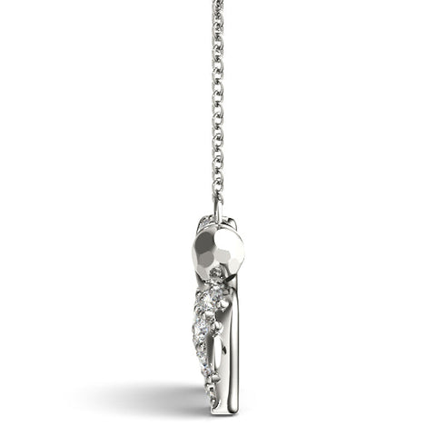 White gold Pavé Round Diamond Prong-Set Dachshund Pendant