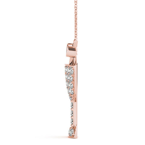 Rose gold Pavé Round Diamond Martini Glass Pendant with Bezel Prong Setting