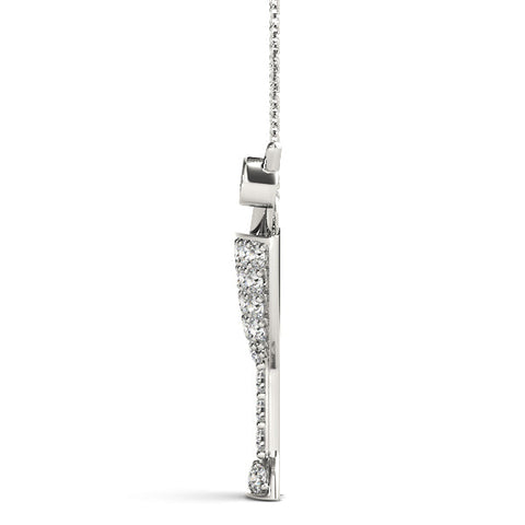 White gold Pavé Round Diamond Martini Glass Pendant with Bezel Prong Setting