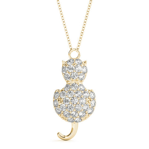Yellow gold Pavé Round Prong Set Cat Pendant