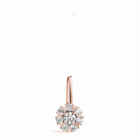 Rose gold Round Diamond Floral Cluster Pendant with Prong Setting