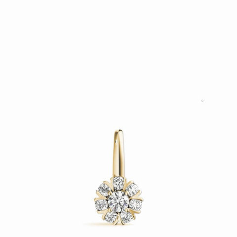 Yellow gold Round Diamond Floral Cluster Pendant with Prong Setting