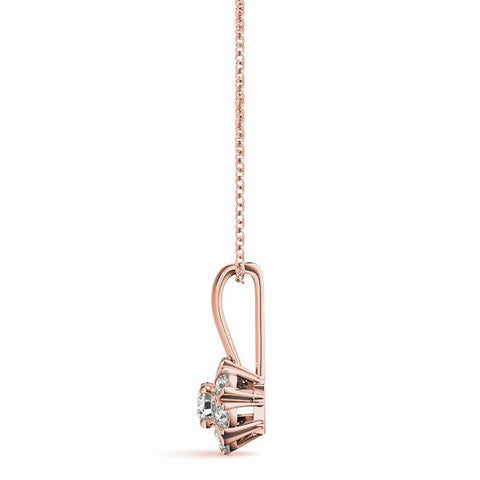 Rose gold Round Diamond Floral Cluster Pendant with Prong Setting