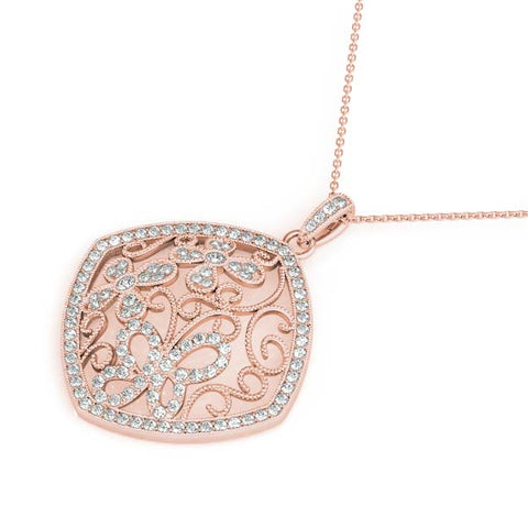 Rose gold Pavé Diamond Floral Filigree Pendant