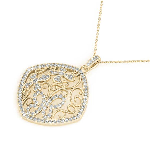 Yellow gold Pavé Diamond Floral Filigree Pendant