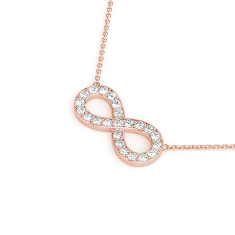 Rose gold Infinity Pendant with Round Cut Diamonds in Pavé Setting
