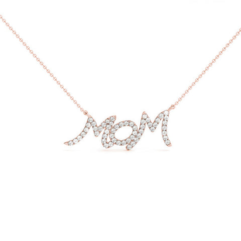 Rose gold Pavé Round Diamond Script Pendant with Prong Setting