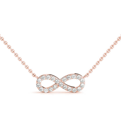 Rose gold Infinity Pendant with Round Diamond Pavé Setting