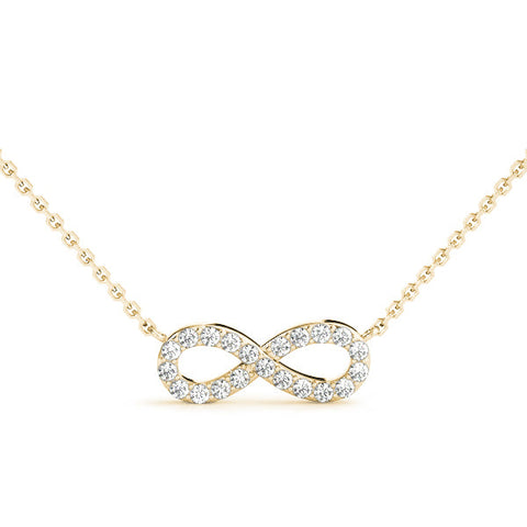Yellow gold Infinity Pendant with Round Diamond Pavé Setting