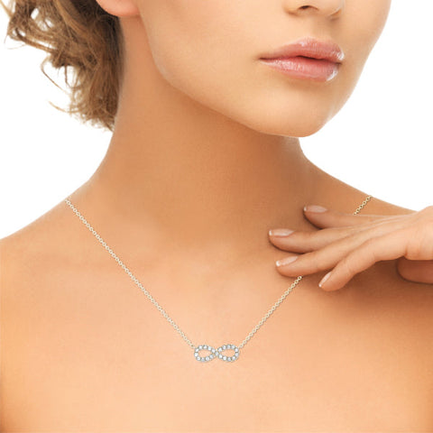Yellow gold Infinity Pendant with Round Diamond Pavé Setting
