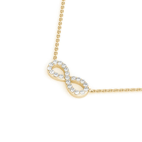 Yellow gold Infinity Pendant with Round Diamond Pavé Setting