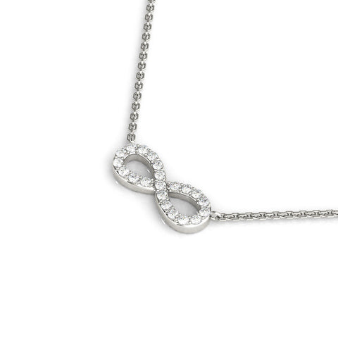 White gold Infinity Pendant with Round Diamond Pavé Setting